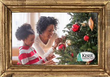 African family putting Christmas Tree Decorations on their tree